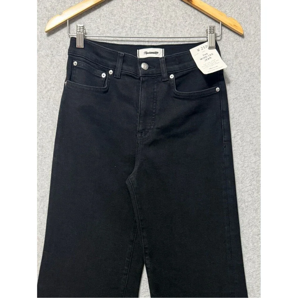 Madewell Black Wide Leg Jeans NWT Size 25P High Rise Full Length